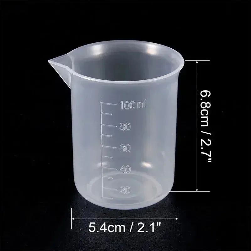12Pcs Laboratory Measuring Cups Set 100ml Plastic Resin Mixing Beakers