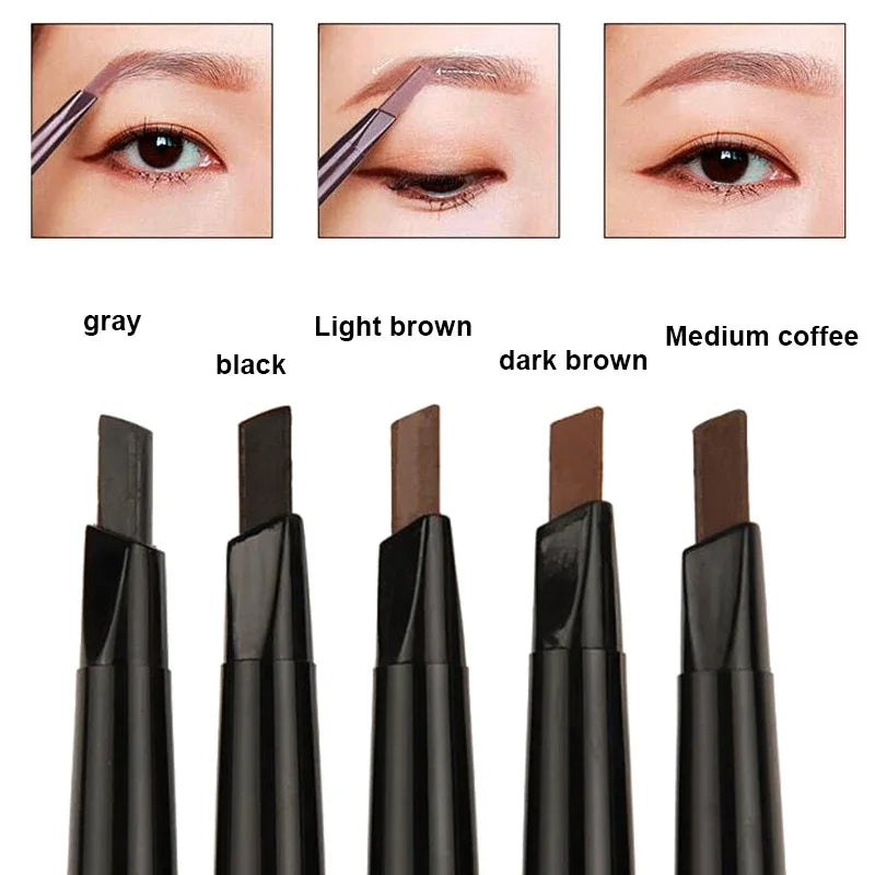 Long Lasting Waterproof Eyebrow Pencil for Natural Brow Makeup - Black Brown