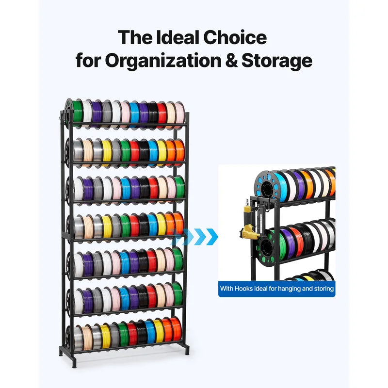 7-Tier Filament Storage Rack for 3D Printer Spools - Space-Saving Organizer