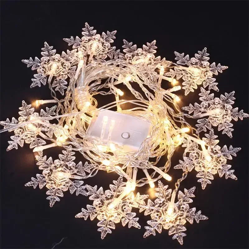 Indoor LED Snowflake Curtain String Lights for Festive Home & Party Decor