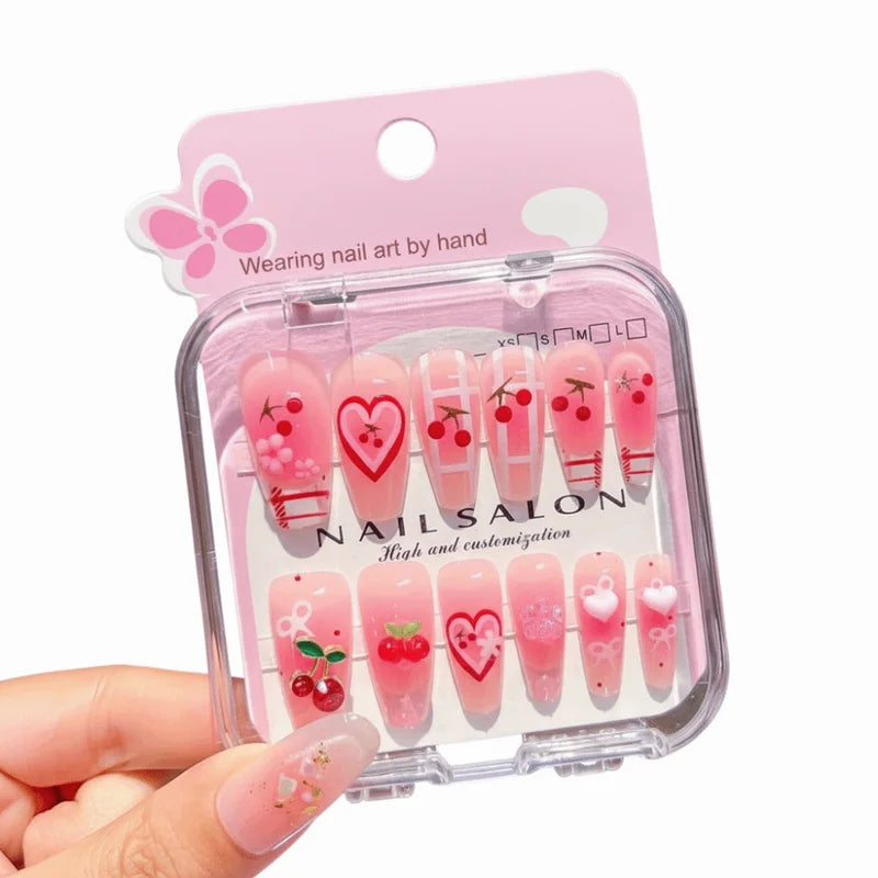 Children's Cartoon Nail Stickers - Cute Detachable Long Nail Art for Girls