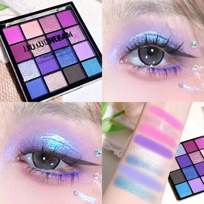 16-Color Eyeshadow Palette with Pearlescent, Matte & Shimmer Finishes