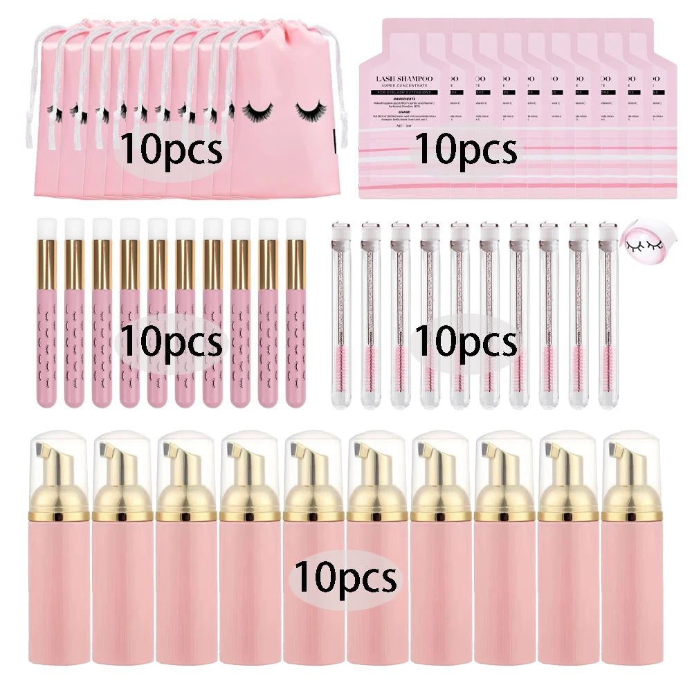 Eyelash Extension Foam Cleanser Set - Makeup Remover with Brush, 25/50 Pieces