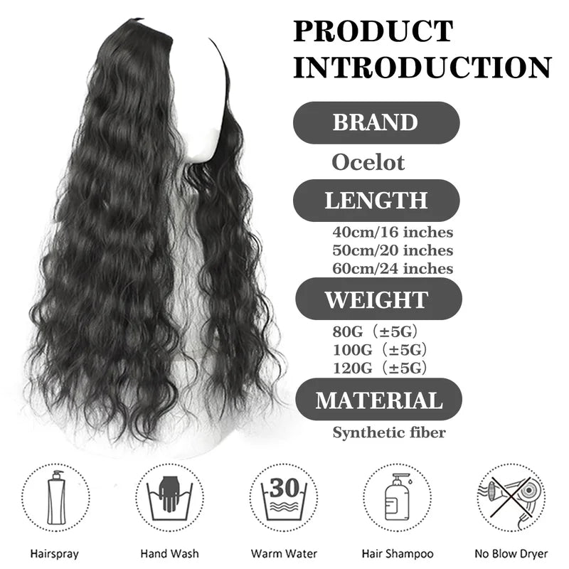Wavy Synthetic Hair Extension Wig for Women - Long Curly Water Ripple Style