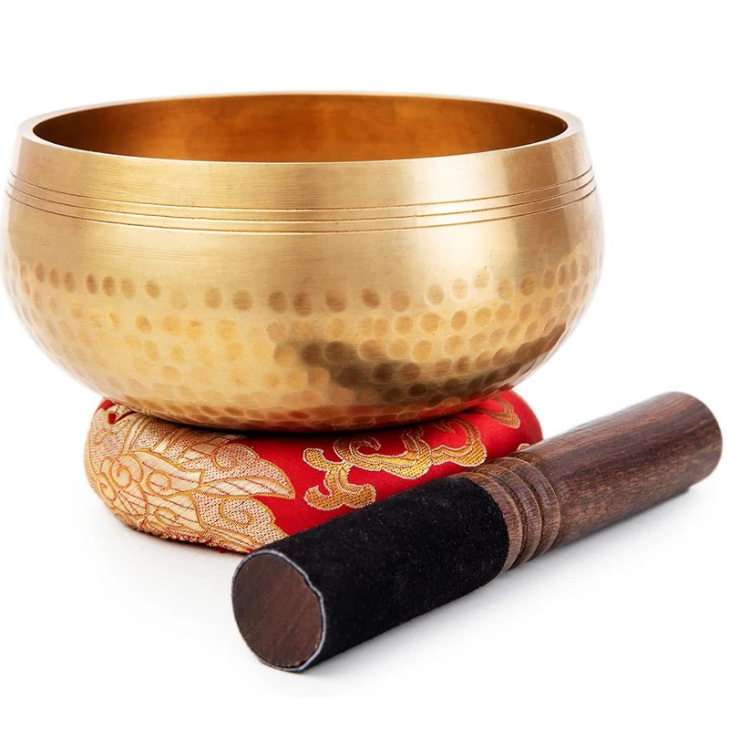 Handcrafted Brass Singing Bowl Set for Meditation Yoga Stress Relief Home Decor
