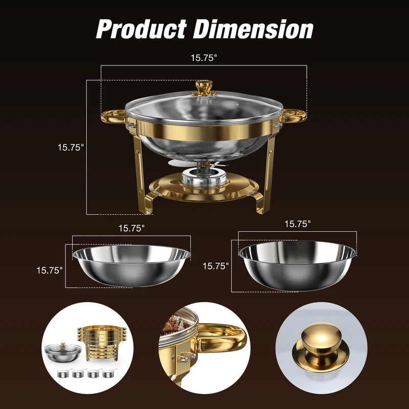 Stainless Steel Chafing Dishes Set 5QT Buffet Food Warmers for Parties & Holidays