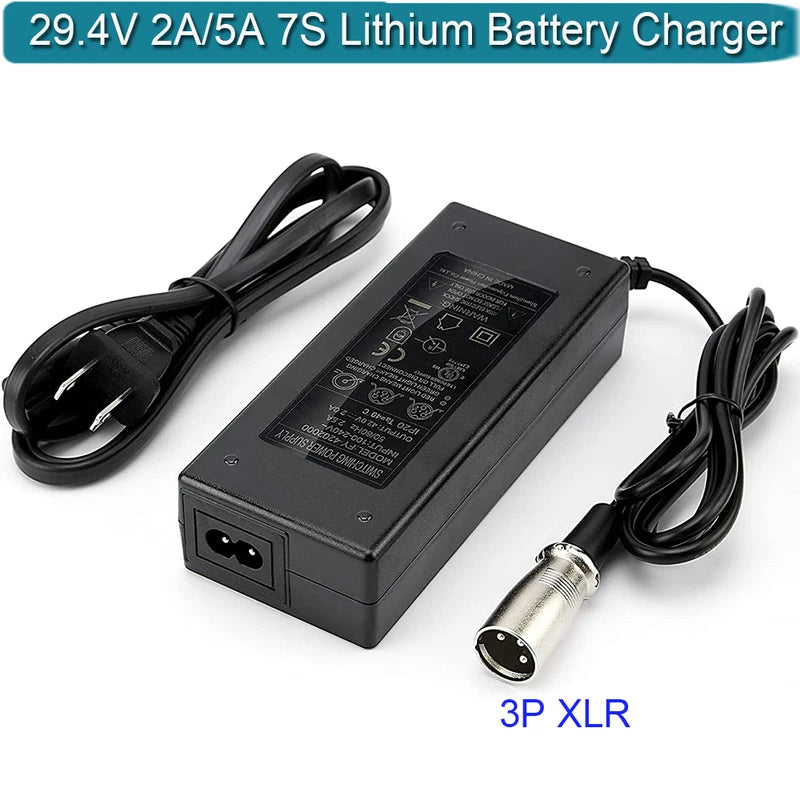29.4V 3A/4A/5A Power Adapter Charger for 24V Electric Scooter Battery with XLR Plug