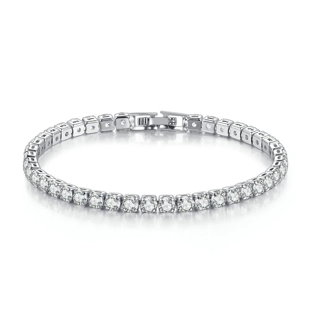 Women's Zirconia Tennis Bracelet Crystal Charm Thin Chain Wedding Jewelry