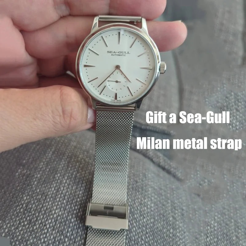 Men's Mechanical Wristwatch with 50m Waterproof Leather Strap Business Watch