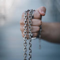 Chunky Beveled Cable Chain Necklace with Stainless Steel Link - Punk Gothic Jewelry for Men