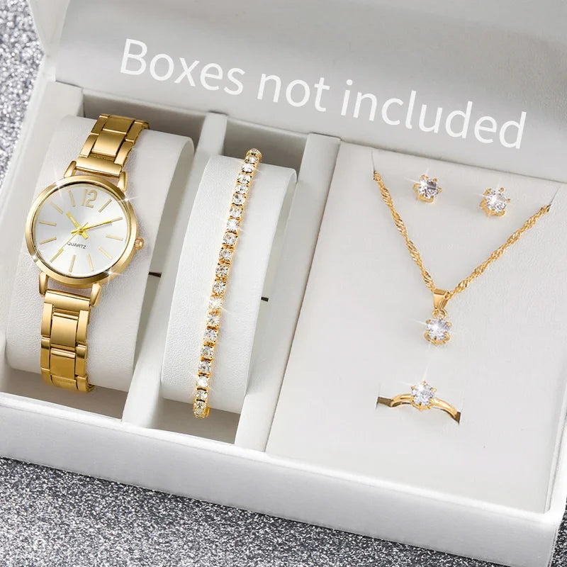 Fashion Women Watch Jewelry Set with Quartz Analog Watch and Accessories