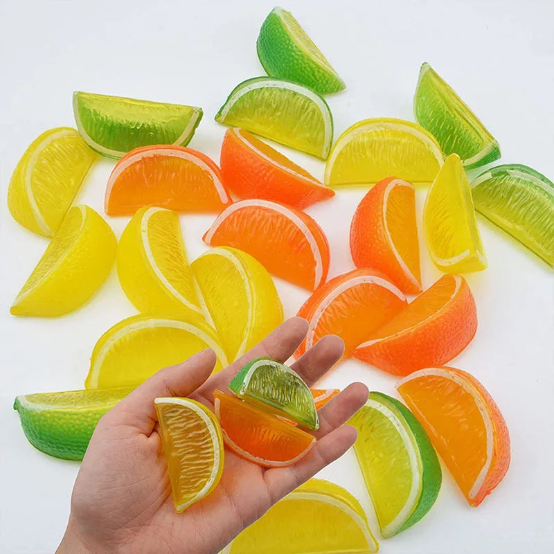 5pcs Artificial Fruit Decorations for Party & Holiday Home Decor - Lemon & Orange Props