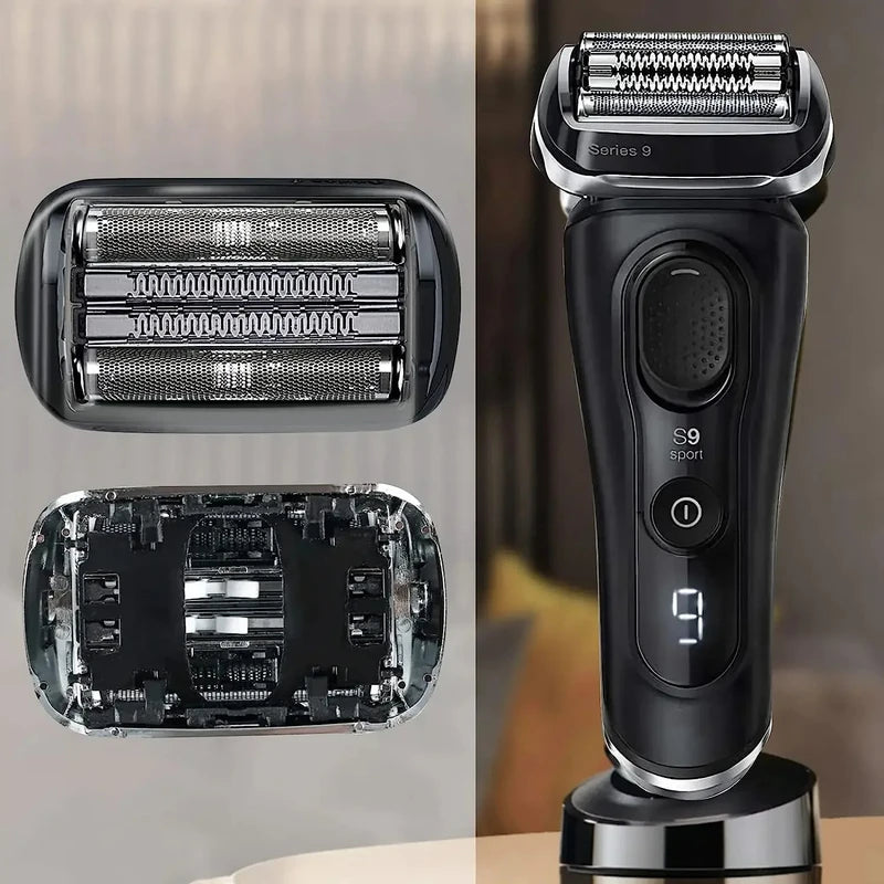 Shaver Head Replacement for Braun Series 9 Electric Shavers - Silver & Black