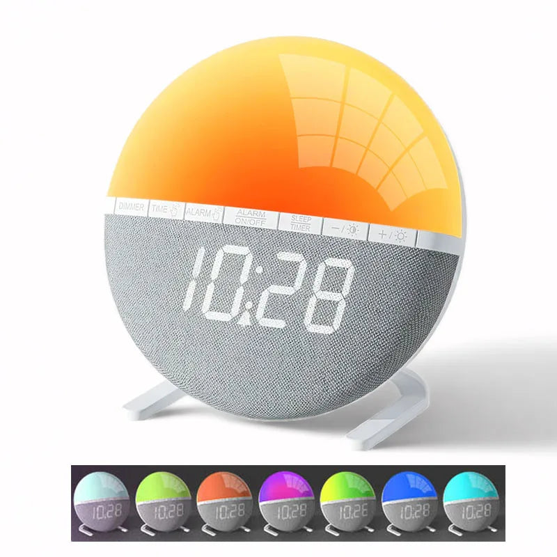 Sunrise Alarm Clock with Color Light and Natural Sounds - Wake Up Light for Bedroom & Living Room