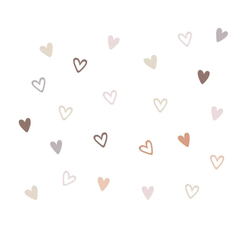 36-Pack Bohemian Heart Wall Stickers for Nursery & Kids Room Decor