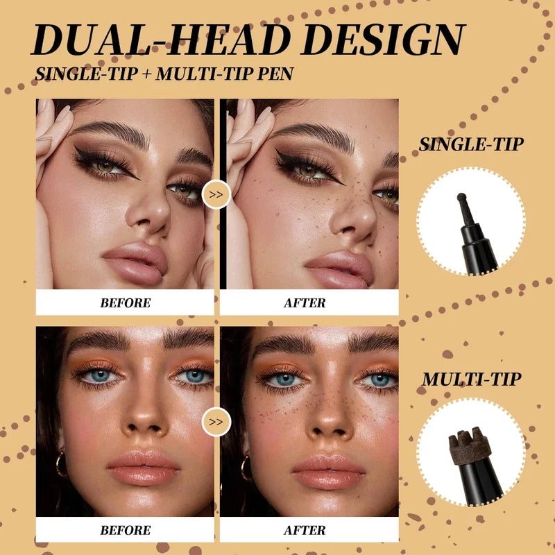Waterproof 2-in-1 Freckle Pen for Natural Makeup - Long Lasting Dot Spot Tool