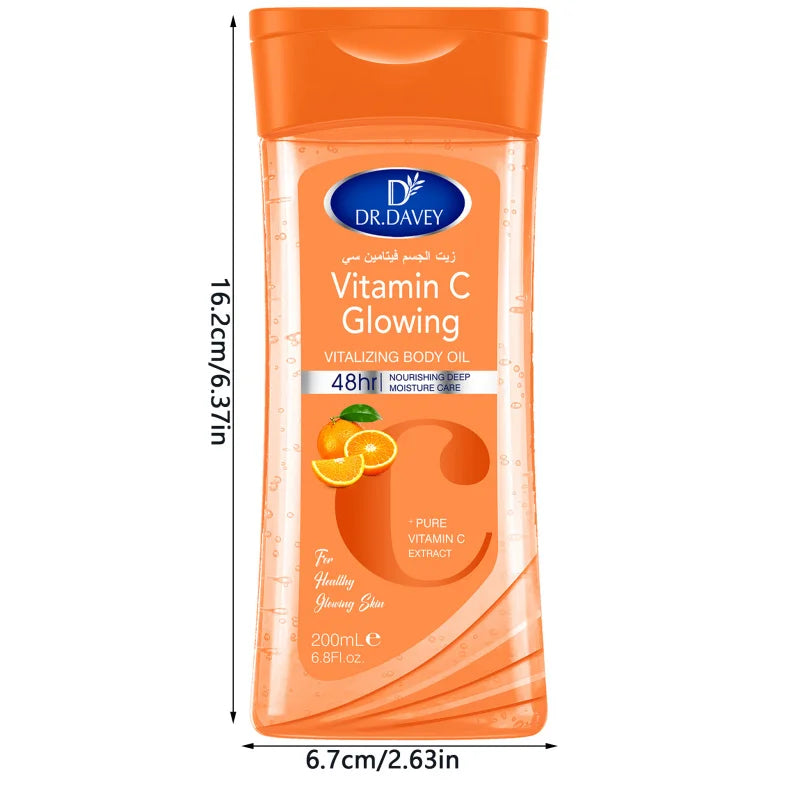 Vitamin C Body Oil - Hydrating Moisturizer for All Skin Types 200ml - 2 Pack