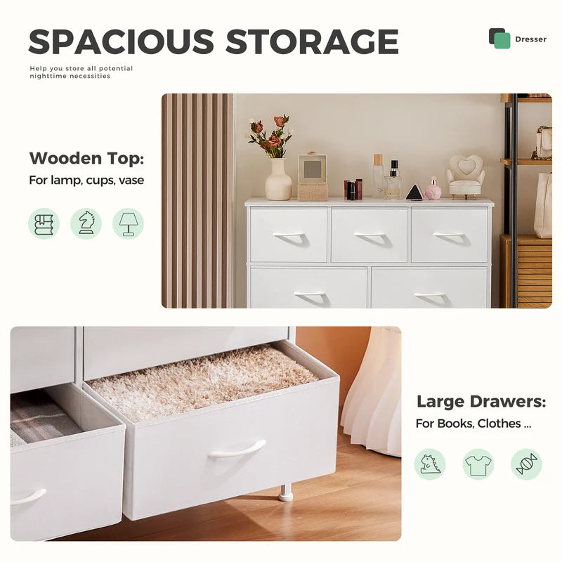 Multi-Drawer Fabric Wardrobe Storage Cabinet for Bedroom Closet