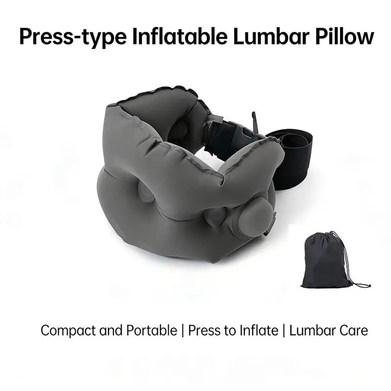 Inflatable Lumbar Support Pillow with Storage Bag - Adjustable Breathable Cushion for Home and Office
