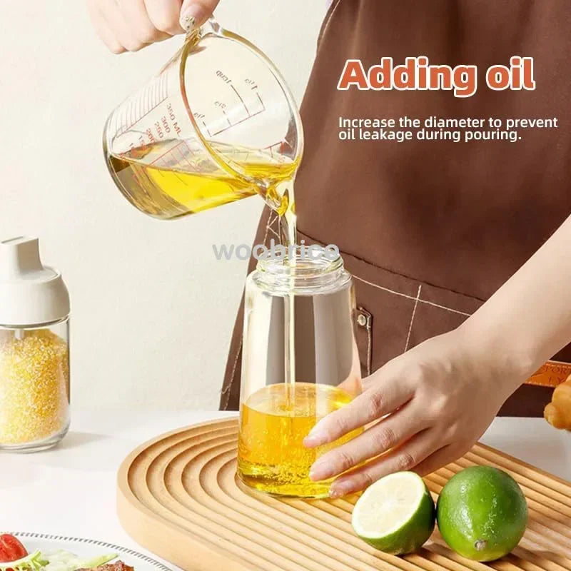 2-in-1 500ml Refillable Oil Spray Bottle with Adjustable Nozzle for Cooking & Baking