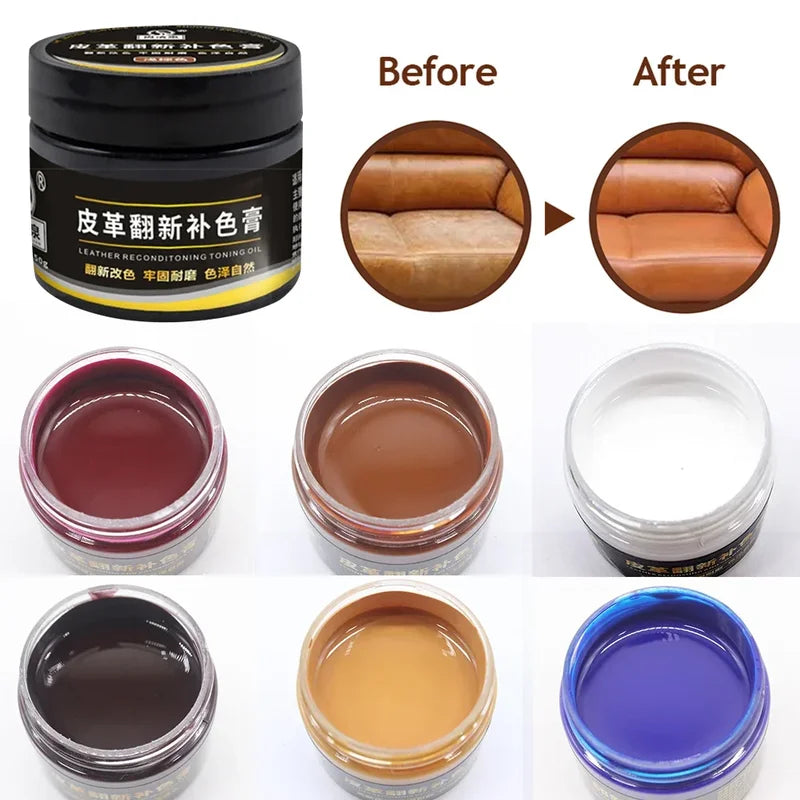 Leather Repair Kit 50ml Car & Furniture Scratch & Crack Touch-Up Set - 12 Colors