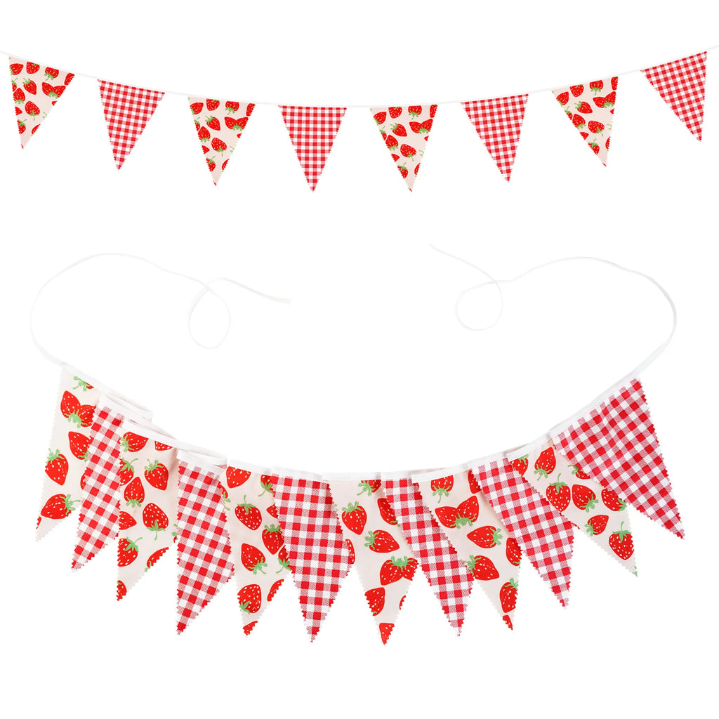 Sweet Strawberry Fabric Banner Wall Decor for Girl Birthday Baby Shower