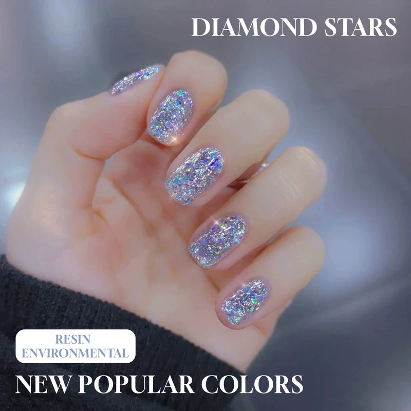 Crystal Glitter Nail Polish 12ML Multi-Color Fine Flash Glitter Gel for Nails