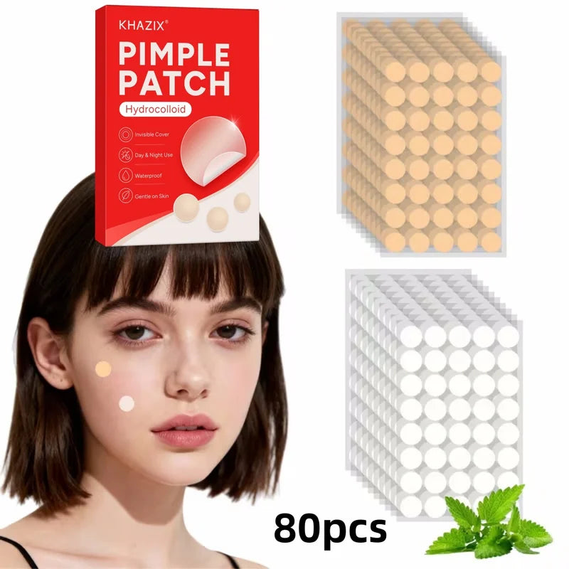 80pcs Skin-Colored Hydrocolloid Acne Patches with Tea Tree Oil - Gentle Facial Cover