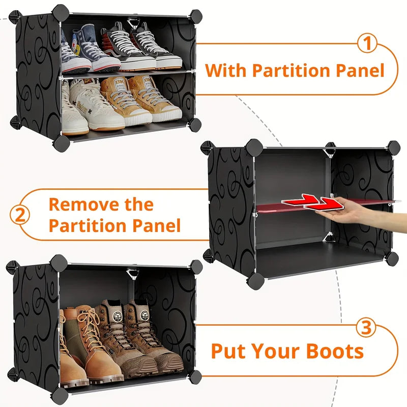 Large Plastic Shoe Storage Cabinet for 72 Pairs - Portable Organizer with Doors