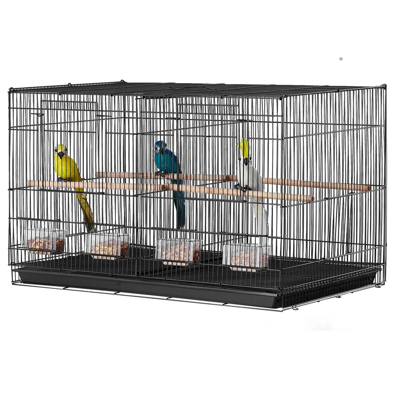 Stackable Bird Cage with Divider - Small Animal Pet Travel Enclosure, Removable Perches & Easy Clean Tray