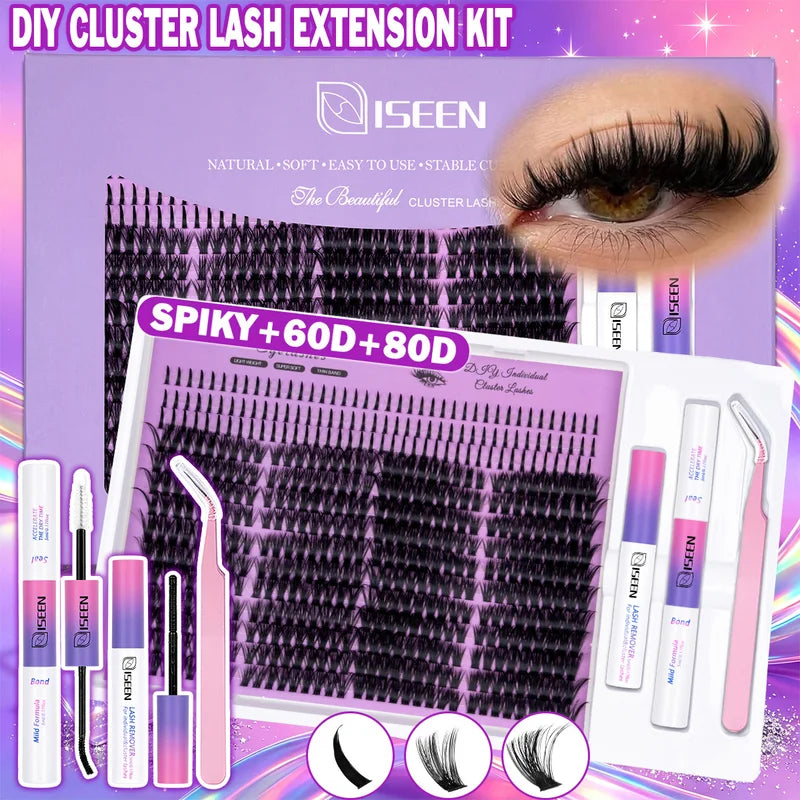 DIY Lash Clusters Kit with Bond, Seal, Tweezer & Remover - Multiple Colors