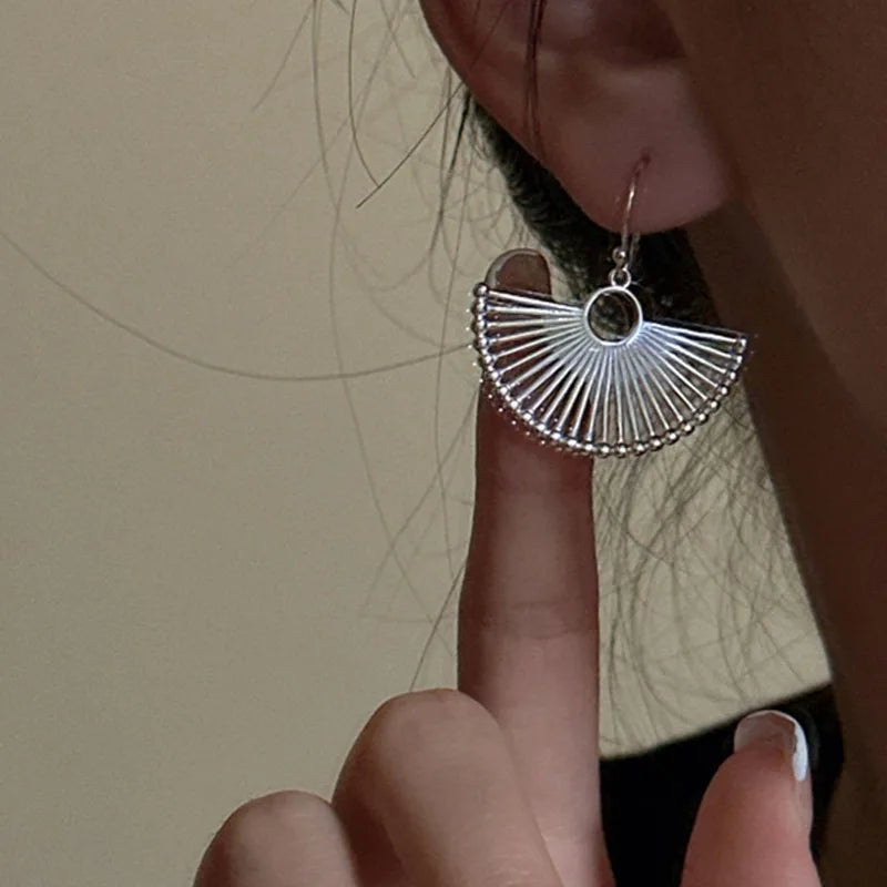 Sterling Silver Earrings for Women Fan Shape Hypoallergenic Jewelry Trendy Party Accessories