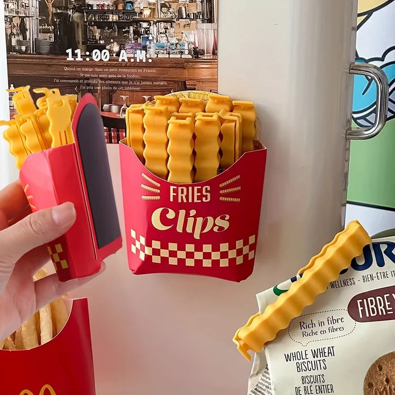 12PCS French Fry Shaped Food Sealing Clips for Snack & Food Bag Seal, Eco-Friendly Kitchen Accessories