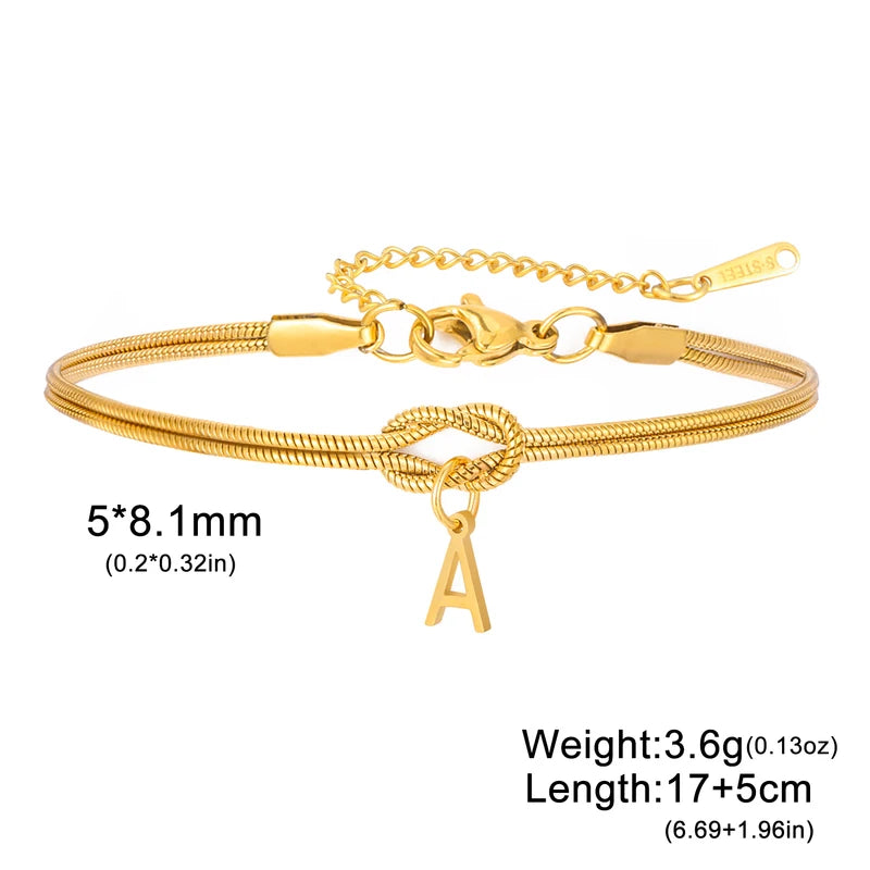 Stainless Steel Love Knot Letter Chain Bracelet for Women & Couples