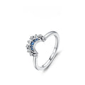 Sun and Moon Sterling Silver Ring Set for Women with Cubic Zirconia – Stackable Promise Jewelry
