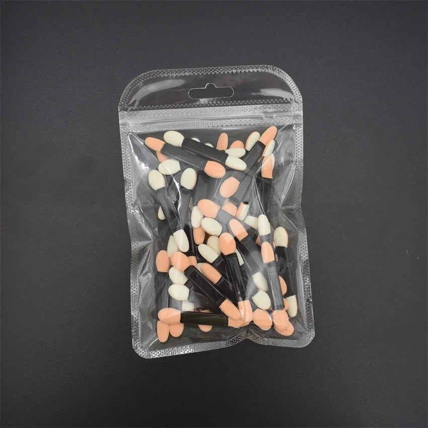 Disposable Dual-Side Eye Shadow Sponge Applicators with Container - Makeup Brushes Set