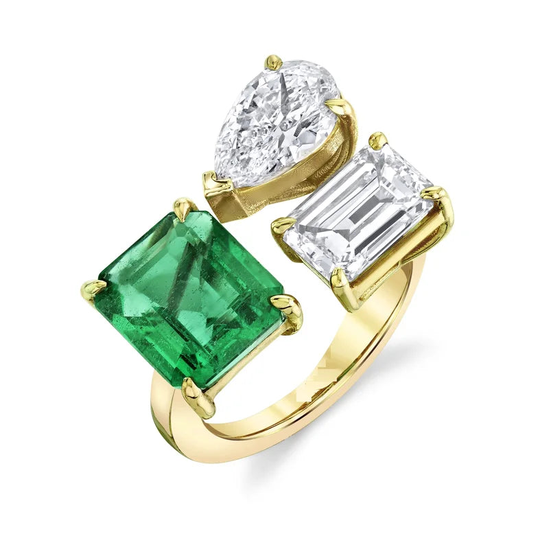 Colorful CZ Geometric Ring for Women - Adjustable Multi-Color Statement Jewelry