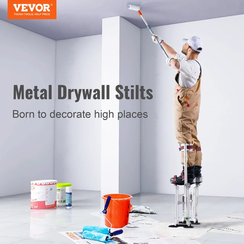 Adjustable Aluminum Drywall Stilts 18-36 inches with Knee Pads & Non-Slip Base