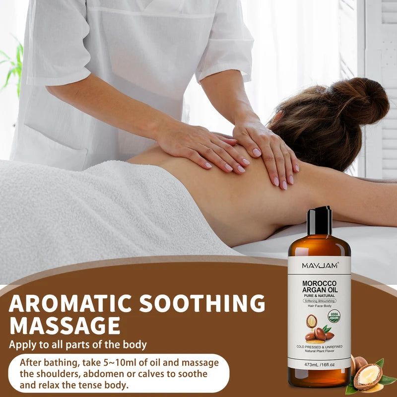 Organic Coconut & Argan Oil for Skin Hair Face Body Moisturizer 473ml