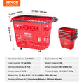 6PCS Rolling Shopping Carts with Handles & Wheels, 39L Portable Grocery Baskets