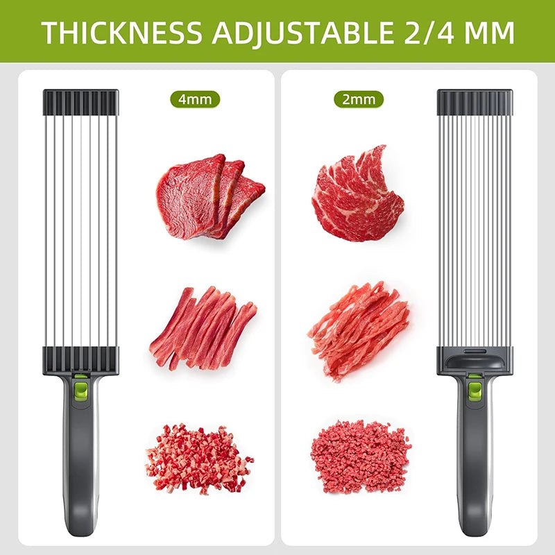 Manual Meat Slicer with Adjustable Thickness - Stainless Steel Jerky Cutter