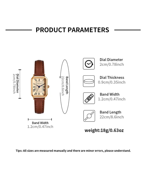 Retro Digital Dial Square Leather Strap Wristwatch for Women - Casual Quartz Watch Gift