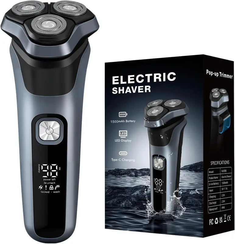 Men's Electric Shaver with 150 Min Runtime Wet Dry & Pop-Up Trimmer
