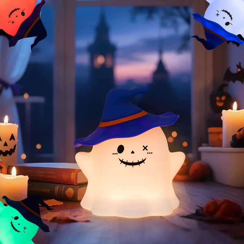 Rechargeable Kids Night Light Cartoon Desk Lamp - Halloween Cute Silicone Bedside Decor