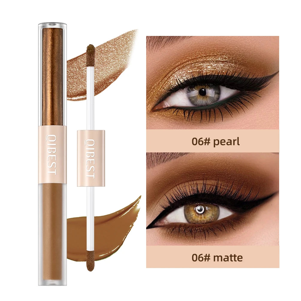 Double End Glitter Matte Eyeshadow Stick Pencil Waterproof Bicolor Makeup Tool