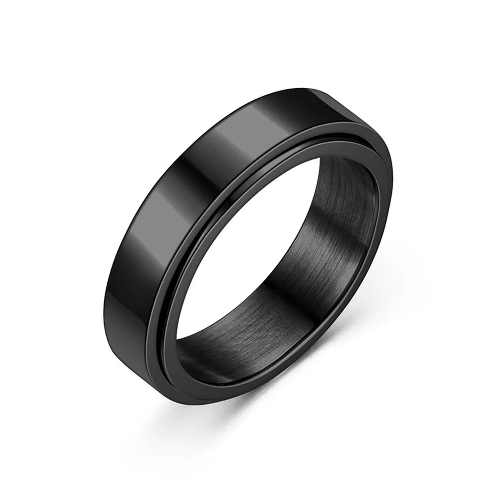 Stress Relief Fidget Spinner Ring - Stainless Steel Mood Jewelry for Men & Women