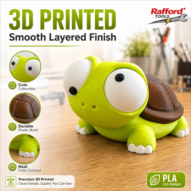 Cute Turtle Figurine - 3D Printed Animal Desk Ornament with Movable Eyes