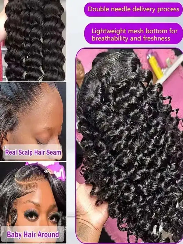 Deep Water Wave Lace Front Wigs for Women - Curly Human Hair, 26-32 Inches