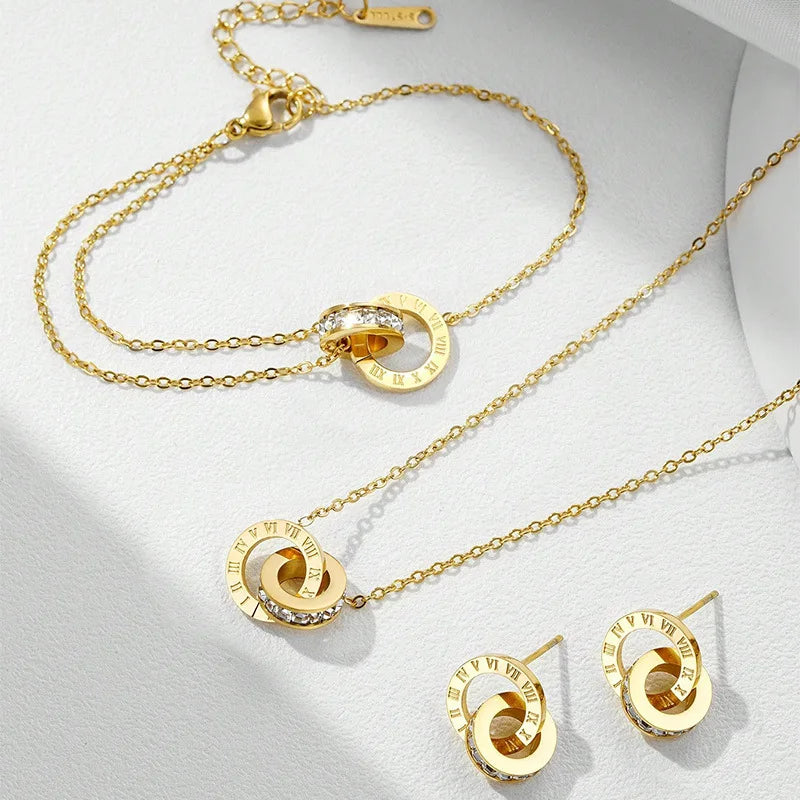 Women’s Classic Jewelry Set with Necklace, Bracelet & Earrings - Versatile Daily Accessories