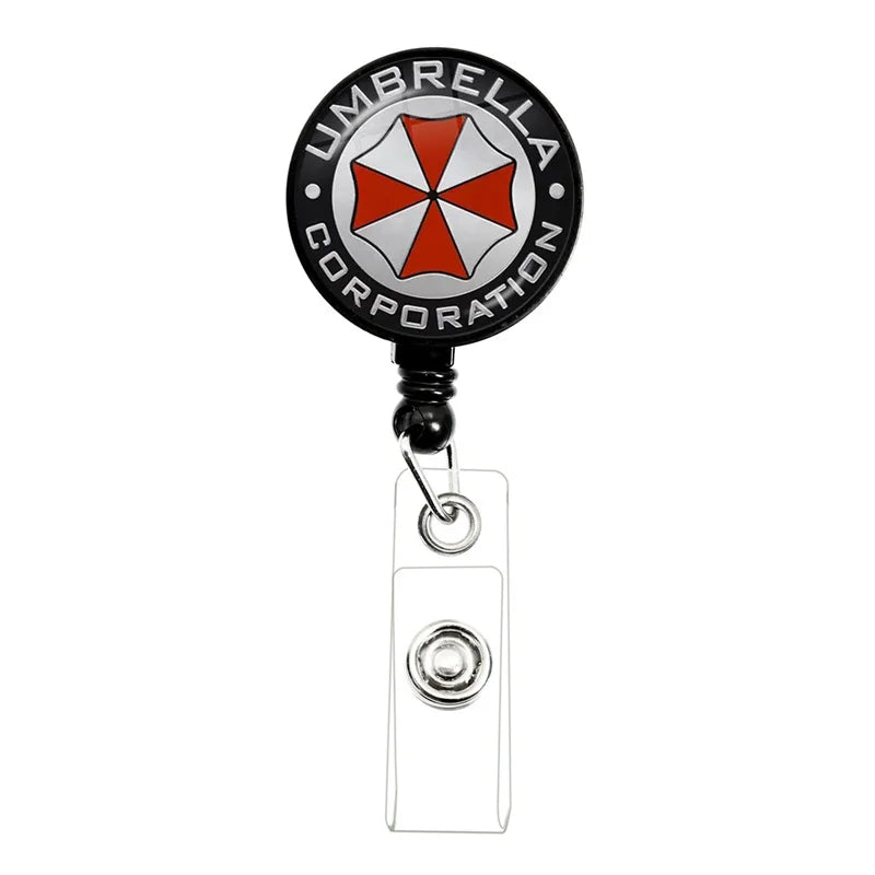Retractable Badge Reel with Umbrella Display ID Card Holder for Staff